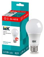Лампа светодиодная A60 шар 12Вт 24-48В 4000К E27 (низковольтная) IEK LLE-A60-12-24-48-40-E27 (ИЭК)