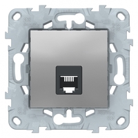 Механизм розетки телефонная UNICA NEW RJ11 одиноч. 4 контакта алюм. SchE NU549230 Schneider Electric