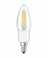 Лампа светодиодная филаментная SMART+ B 4Вт (замена 40Вт) 2700К тепл. бел. E14 470лм угол пучка 300град. прозр. стекло 220-240В WiFi диммир. LEDVANCE 4058075609754 Osram