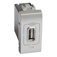 Розетка USB Mosaic 1мод. 1.1А 230/5В алюм. Leg BTC NT4285C1 Legrand