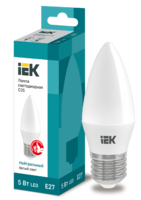 Лампа светодиодная Eco 5Вт C35 свеча 4000К нейтр. бел. E27 450лм 230-240В IEK LLE-C35-5-230-40-E27 (ИЭК)