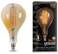 Лампа светодиодная филаментная Filament 8Вт A160 2400К тепл. бел. E27 780лм golden straight GAUSS 149802008