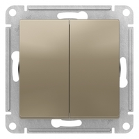 Выключатель двухклавишный ATLASDESIGN схема 5 10АХ механизм шампань - ATN000551 Schneider Electric