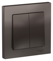Выключатель двухклавишный ATLASDESIGN схема 5 10АХ в сборе мокко - ATN000652 Schneider Electric