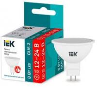 Лампа светодиодная MR16 софит 8Вт 12-24В 4000К GU5.3 (низковольтная) IEK LLE-MR16-08-12-24-40-GU5 (ИЭК)