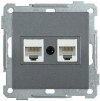 Механизм розетки комп. 2-м СП BOLERO РК10-2-Б RJ45 Cat5e антрацит IEK EKB25-K95 (ИЭК)