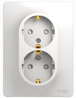 Розетка 2-м СП Glossa 16А IP20 с заземл. защ. шторки в сборе бел. SchE GSL000126 Schneider Electric