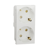 Розетка 2-м Unica Modular 16А IP44 с заземл. защ. шторки винт. клеммы бел. SchE NU306718A Schneider Electric
