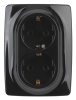 Розетка Эра 12 2X2P+E Schuko 16A-250В IP20 черный СУ Б0031233 (Энергия света)