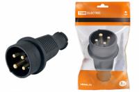 Вилка прямая каучук 3Р+РЕ 32А 380В IP44 | SQ0612-0006 TDM ELECTRIC