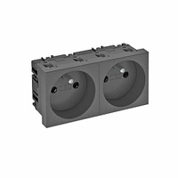 Розетка двойная 0° франц. стандарт 250 В, 16A (черный) (STD-F0 SWGR2) | 6120180 OBO Bettermann