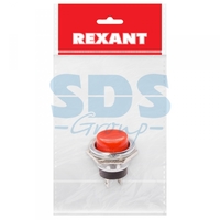 Индивидуальная упаковка 1 шт | 36-3351-1 REXANT Выключатель-кнопка металл 220V 2А (2с) (ON)-OFF D16.2 красная (RWD-306)