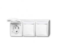 Розетка SCHUKO 16А 250В IP44, тройная, для открытого монтажа, с полем надписи, серия ocean, цвет альп. белый | 2084-0-0716 2CKA002084A0716 AB ABB
