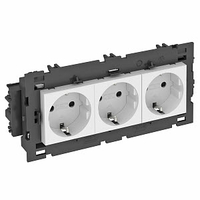Розетка тройная 0° Modul45connect с з/к, 250 В, 16A (белый) (STD-D0C8 RW3) | 6120452 OBO Bettermann