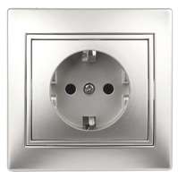 Розетка СП Plano 2P+E Schuko 1-206-03 16А-250В с защ. шторками IP20 алюм. Intro Б0030074 ЭРА (Энергия света)