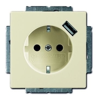 Розетка 1-м СП Future 20 EUCBUSB-82-500 16А IP20 250В Schuko защ. шторки с заряд. устройством USB 700мА безвинт. клеммы savanne/сл. кость ABB 2CKA002011A6177