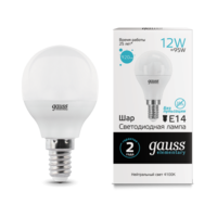 Лампа светодиодная LED Elementary Шар 12W 920lm E14 4100K | 53122 Gauss