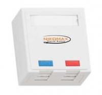 Розетка 2 порта кат.6 (класс E) 250МГц RJ45/8P8C FT-TOOL/110/KRONE T568A/B неэкран. со шторками бел. NIKOMAX NMC-WO2UE2-FT-ST-WT NIKOMAX/NIKOLAN