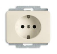 Розетка Alpha 2P+E защ. шторки крем-бел. ABB 2013-0-5240