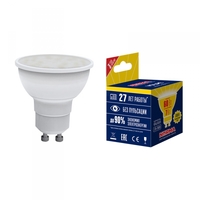 Лампа светодиодная LED-JCDR-7W/WW/GU10/NR Форма JCDR, матовая. Серия Norma. Теплый белый свет (3000K). Картон. ТМ Volpe Uniel UL-00003838