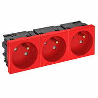 Розетка тройная 33° Modul45connect, франц. стандарт, 250 В, 16A (красный) (STD-F3C SRO3) | 6120698 OBO Bettermann
