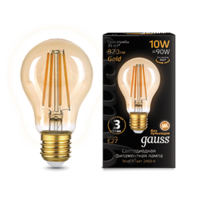 Лампа светодиодная филаментная Filament 10Вт A60 2400К тепл. бел. E27 820лм golden GAUSS 102802010