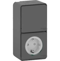 Блок розетка+переключатель ОП Mureva Styl IP55 вертикал. антрацит SchE MUR36024 Schneider Electric