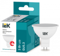 Лампа светодиодная Eco 3Вт MR16 софит 4000К нейтр. бел. GU5.3 270лм 230-240В IEK LLE-MR16-3-230-40-GU5 (ИЭК)
