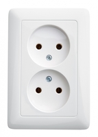 Розетка 2-м СП Хит 16А IP21 без заземл. защ. шторок бел. SchE RS16-235-B Schneider Electric