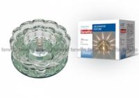 Светильник декоративный встраиваемый DLS-F125 G4 GLASSY/CLEAR "Fiore" без лампы основание стекло цвет зеркальный отделка кристалл прозр. Fametto 10645