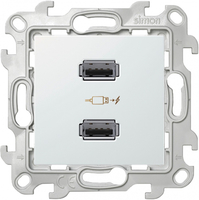 Зарядное устройство розетка 2хUSB, белый Simon 2411096-030