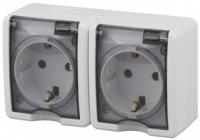 Розетка Эра 2х2P+E IP54 шторки 16A-250В ОУ белый Б0020718 (Энергия света)