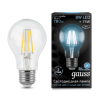 Образец Лампа светодиодная LED 8Вт E27 220В 4100К A60 | 102802208 Gauss