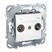 Розетка TV-FM 1-м СП Unica проходная бел. SchE MGU5.453.18ZD Schneider Electric