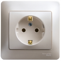Розетка 1-м СП Glossa 16А IP20 с заземл. в сборе перламутр. SchE GSL000642 Schneider Electric