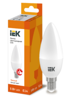 Лампа светодиодная ECO C35 5Вт свеча 3000К тепл. бел. E14 450лм 230-240В IEK LLE-C35-5-230-30-E14 (ИЭК)