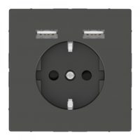 Розетка 1-м СП Merten D-Life 16А IP20 Schuko с 2-мя заряд. устройствами USB 2.4А антрацит SchE MTN2366-6034 Schneider Electric