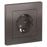 Розетка 1-м СП AtlasDesign 16А IP20 с заземл. защ. шторки в сборе мокко SchE ATN000644 Schneider Electric