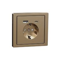 Розетка 1-м СП 3мод. Merten D-Life 16А IP20 со встроен. зарядн. устройством USB A+C 3А шампань SchE MTN2367-6051 Schneider Electric