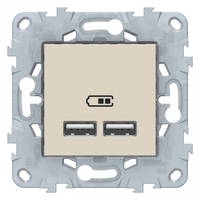 Механизм розетки USB 2-м UNICA NEW 5В/2100мА беж. SchE NU541844 Schneider Electric