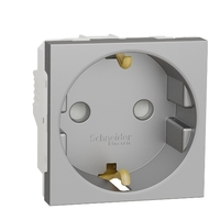 Розетка 1-м 2мод. Unica Modular 16А IP21 250В с заземл. защ. шторки винт. клеммы алюм. SchE NU303730 Schneider Electric