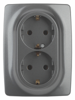 Розетка Эра 12 2X2P+E Schuko со шторками 16A-250В IP20 графит СУ Б0036448 (Энергия света)