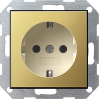 Розетка Gira ClassiX 1-мест. механизм с накладкой З/К скр. уст-ки16А 220-250В IP20 цвет латунь | 0466614