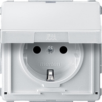 Механизм розетки 1-м СП Merten Aquadesign 16А IP44 с заземл. защ. шторки крышкой полярн. бел. SchE MTN2310-7219 Schneider Electric
