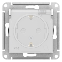 Механизм розетки 1-м СП ATLAS DESIGN AQUA с заземл. защ. шторки крышкой 16А IP44 бел. SchE ATN440146 Schneider Electric