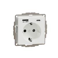 Розетка 1-м СП 3мод. Merten SM 16А IP20 со встроен. зарядн. устройством USBА+C 3А активно бел. SchE MTN2367-0325 Schneider Electric
