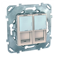 Механизм розетки компьютерной 2-м СП Unica RJ45 кат.5E беж. SchE MGU5.2020.25ZD Schneider Electric