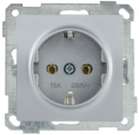 Механизм розетки 1-м СП Bolero РС11-1-0-Б 16А IP20 с заземл. серебр. IEK ERB11-K23-16 (ИЭК)