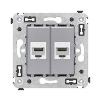 Компьютерная розетка RJ-45 без шторки в стену, кат.5е двойная, "Avanti", "Закаленная сталь" | 4404664 DKC (ДКС)
