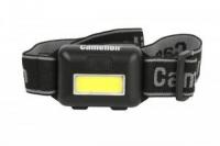 Фонарь налобный LED5355 1Вт COB LED 3 реж. 3XAAA пласт. блист. черн. Camelion 13748
